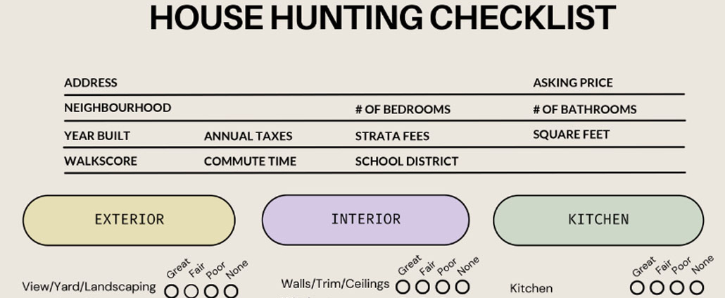 house hunting checklist
